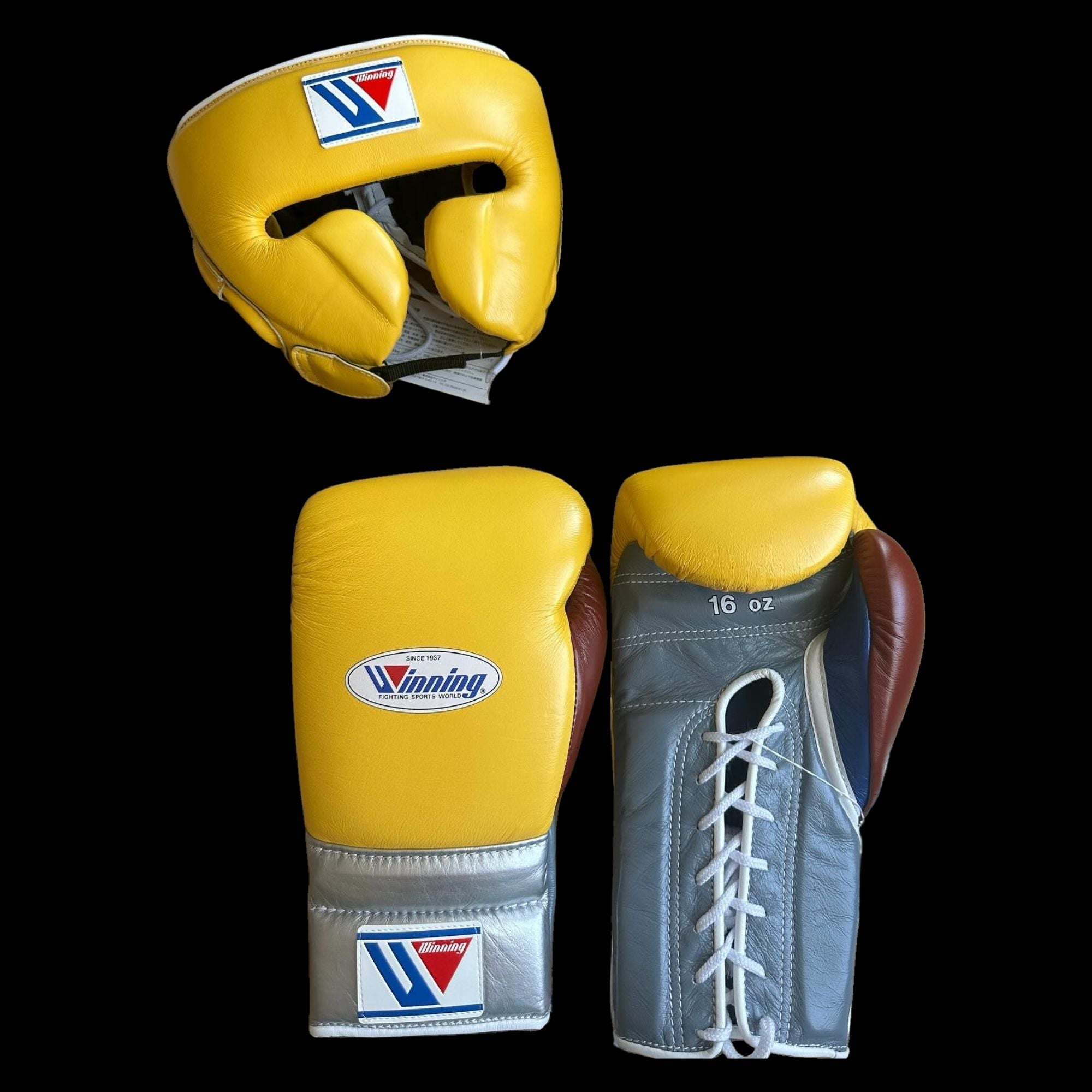 Grey Yellow Chocolate Winning Boxing Gloves set, Winning Boxing Glove winning head guard, winning boxing set Winning Lace up Boxing Glove set, Boxing Glove set, Winning boxing gear set, PF Fitness Gear, Winning set, PF FITNESS GEAR winning gear, winning Boxing Glove, Winning groins, Winning Frame head Guard, winning Boxing Set, Focus pads, Gloves for Gym